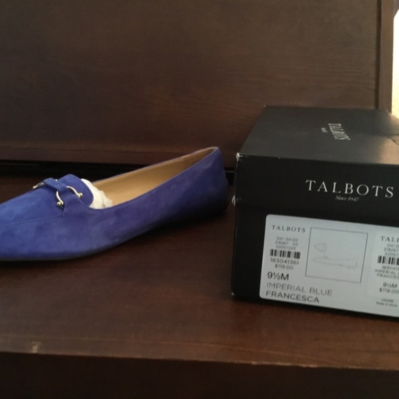 Talbots Bright Blue Suede Flats, Decorative Touch on Vamp, NIB, SZ 9.5 - Picture 5 of 5